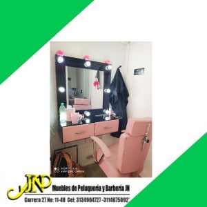 Consola camerino negro rosa + silla neumatica